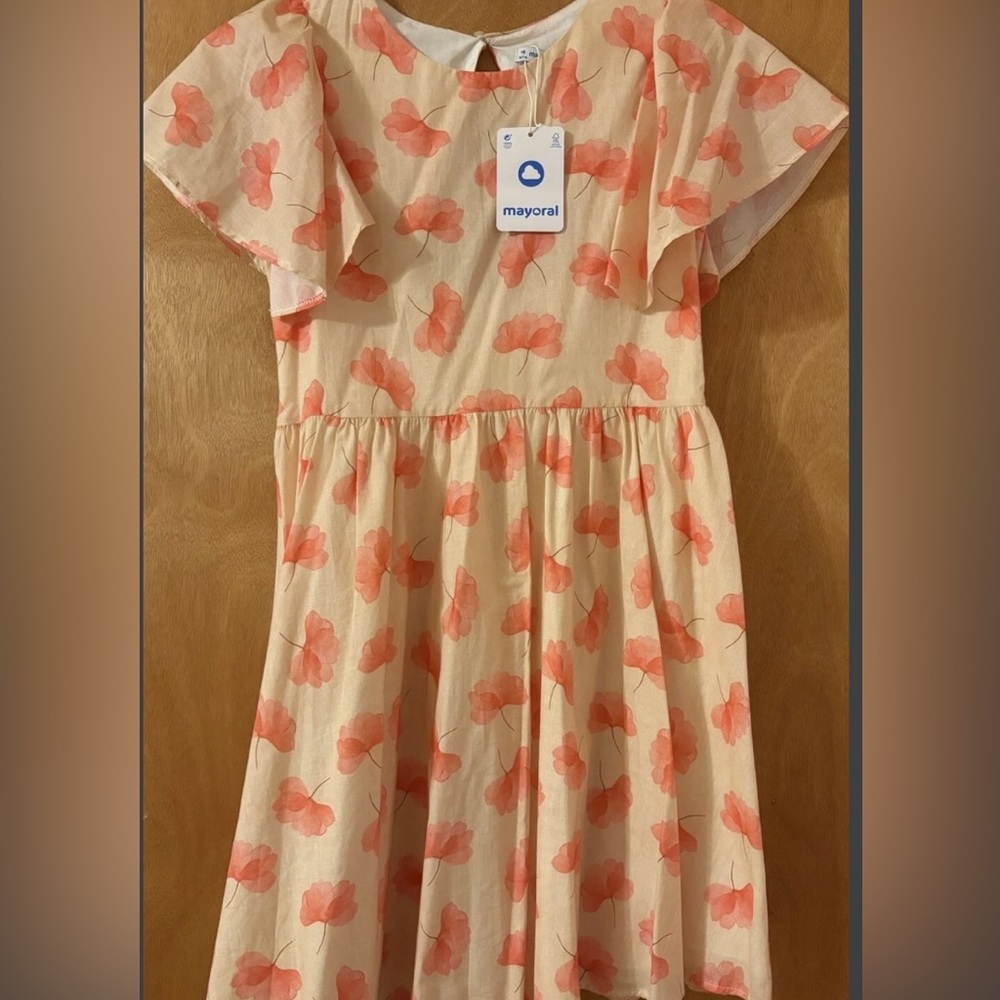 Mayoral Kids Dress - Cream and Coral Floral